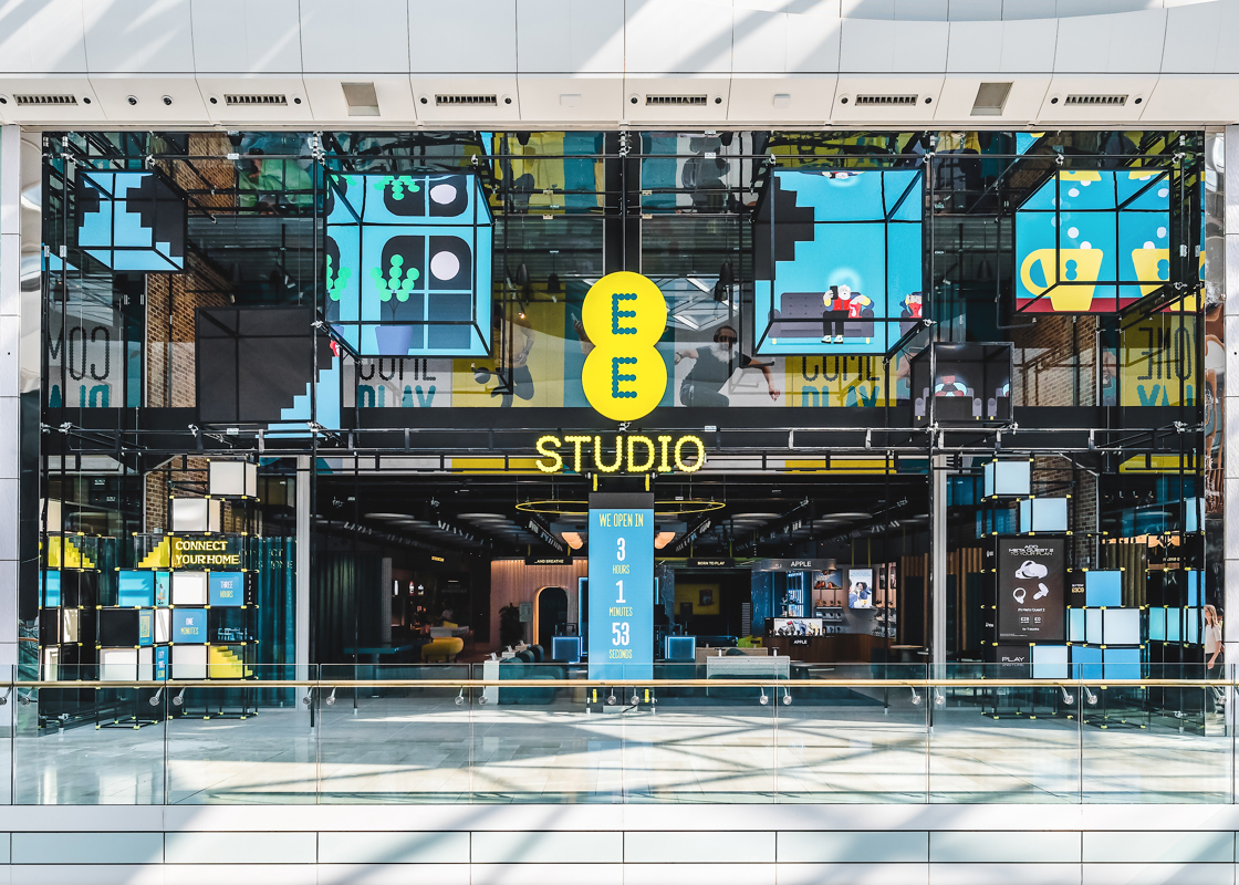 Retail Store Design Shopfront for EE Westfield White City designed by Your Studio Retail Design Agency