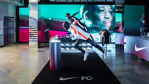 Nike Dream Arena, George Street Sydney, Basement with running Mannequins wearing Nike Football gear